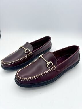 TB Phelps Horse Bit Driver Driving Loafers - Mens 7 W Burgundy Leather 710-05